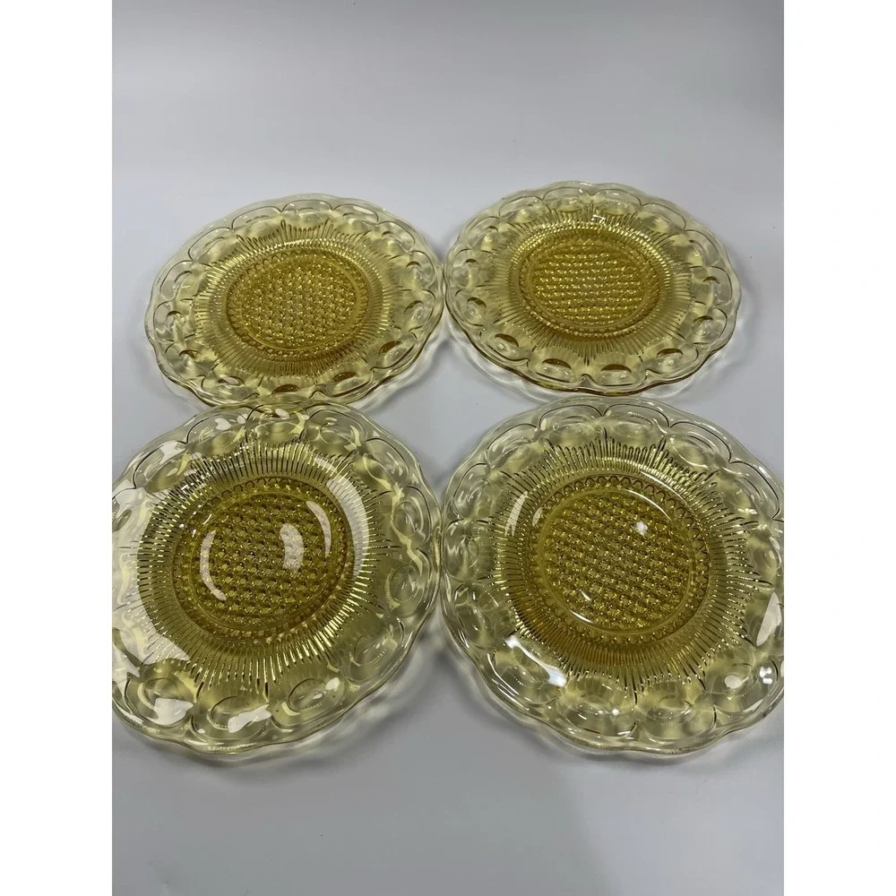 Bartlett Collins St. Genevieve Amber Glass Bread & Butter Plates‎ 1960s Set Of 4